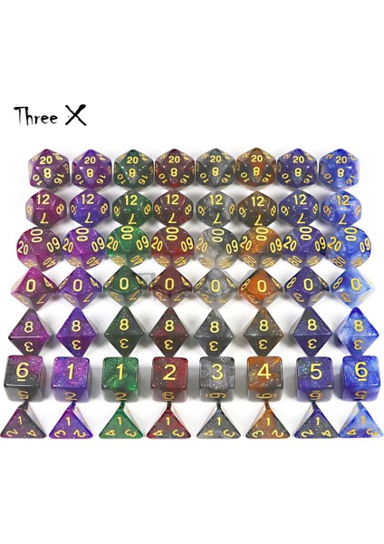 Mor Mavi Tarzı Üst Sınıf Karışık Renkli Yaratıcı Evren Galaxy Zar Seti D4-D20 Royal Glitter Powder Dnd Rpg Için Inanılmaz Etki (Yurt Dışından) modelleri