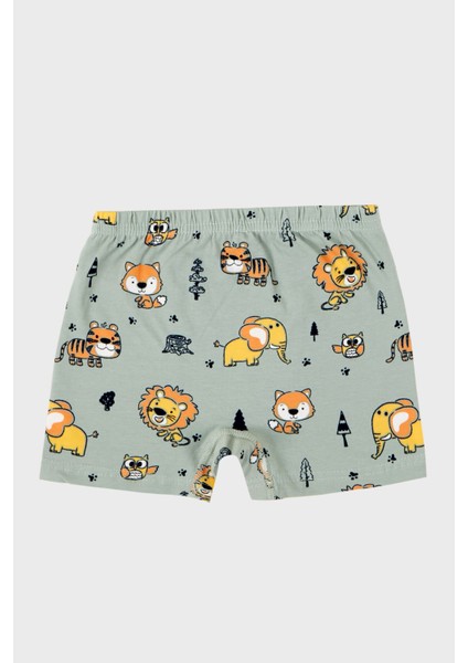 Desenli Streç Pamuklu Bisiklet Yaka Atlet Boxer 2'li Iç Giyim Takım Erkek Çocuk Takım 6651010