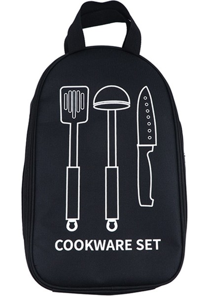 Siyah Stil 36X20.5X 6cm Açık Kamp Tencere Konteyner Çanta Taşınabilir Sofra Mutfak Pişirme Gereçleri Organizatör Seyahat Barbekü Saklama Çantası (Yurt Dışından)