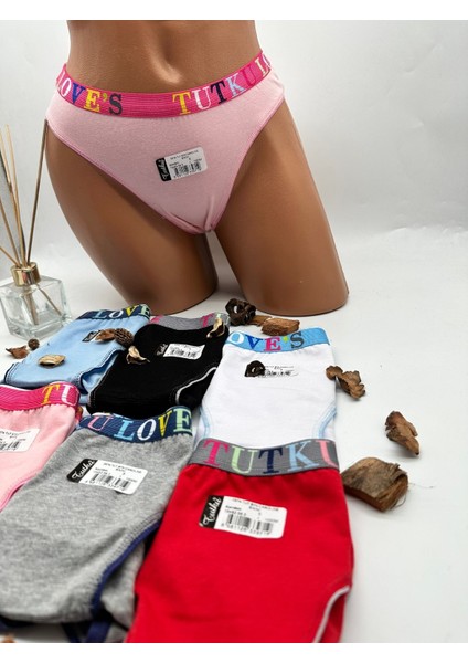 Kadın Caroline Bikini Külot 6’lı Paket – 0574 – %100 Pamuk – Normal Bel