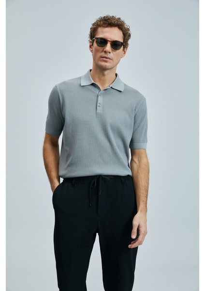 Modal Karışımlı Regular Fit Polo Yaka Kısa Kollu Triko Kazak Erkek Kazak 111090114