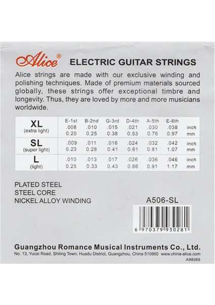 A506L Elektro Gitar Takım Tel - 0.10 (Orijinal Üründür) fiyatları