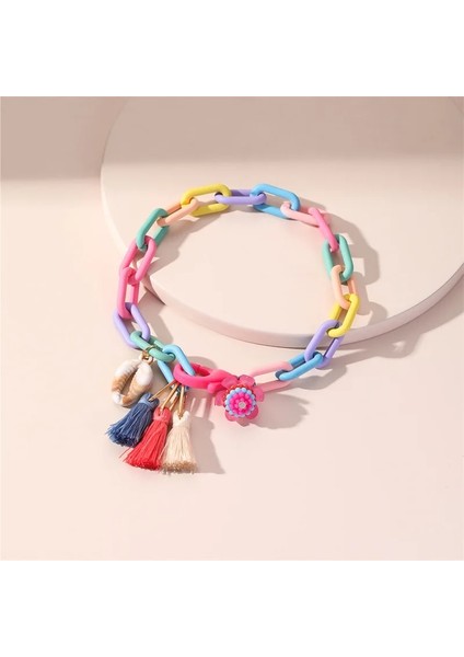 H25957 Zoshi El Yapımı Renkli Zincirler Halhal Kadınlar Için Bohemian Püskül Kabuk Şeker Renk Halhal Bacak Zincirleri Yaz Plaj Takı (Yurt Dışından) fırsatları