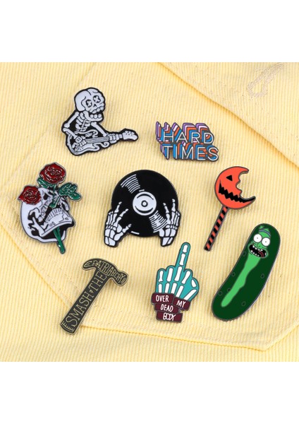 Orak Punk Müzik Sevgilisi Dj Kafatası Emaye Pin Gitar Gotik Koyu Iskelet Broş Zor Zamanlar Mektup Yaka Iğneler Sırt Çantası Rozeti Takı Hediye (Yurt Dışından) fiyatları