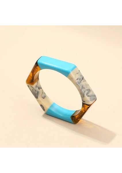 KB77-19 Vintage Altıgen Karışık Renk Charm Bilezik Kadınlar Için Trendy Düzensiz Geometri Reçine Bileklik Bileklik Kadın Basit Hediye Takı (Yurt Dışından) modelleri