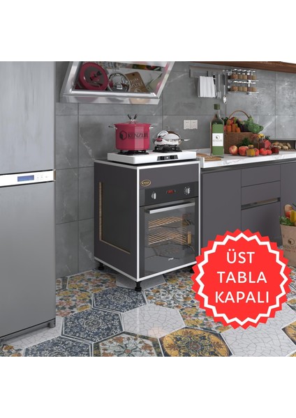 Kenzlife ankastre modülü kabini tilkowski3 gri 85*60*56 fırın ocak dolabı ayarlı ayaklı üstü kapalı