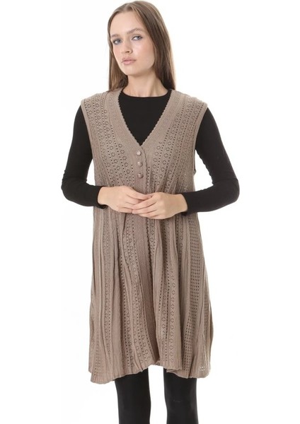 Kadın Triko Mevsimlik Araboy Merserize Büyük Beden Anne Yelek