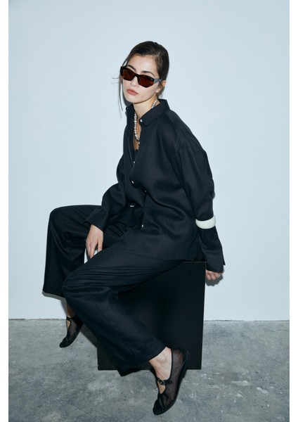 Barrı Kadın Keten Gömlek Siyah fırsatları