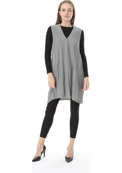 Kadın Triko Mevsimlik Araboy Merserize Büyük Beden Anne Yelek