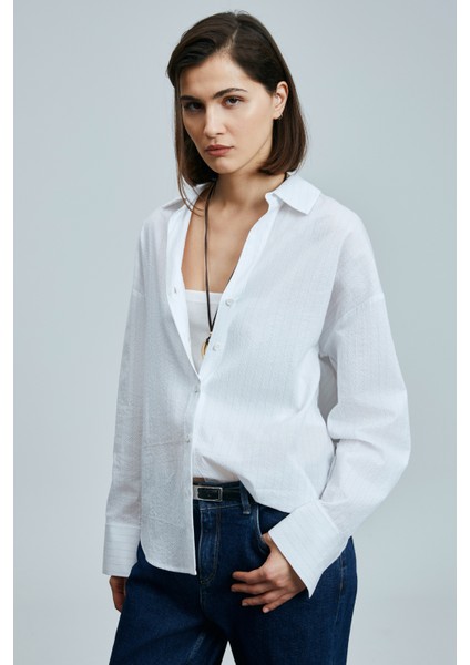 Zeus Kadın Pamuklu Gömlek Beyaz fiyatları