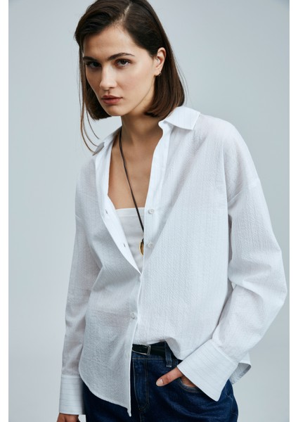 Zeus Kadın Pamuklu Gömlek Beyaz modelleri