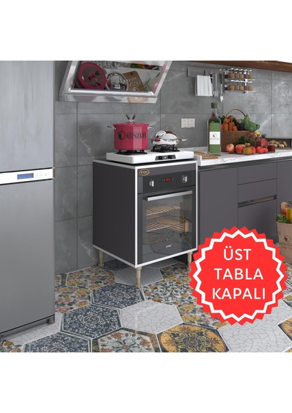 Kenzlife ankastre modülü kabini pança tantra gri 89-81*60*56 fırın ocak dolabı ayarlı ayaklı üstü kapalı