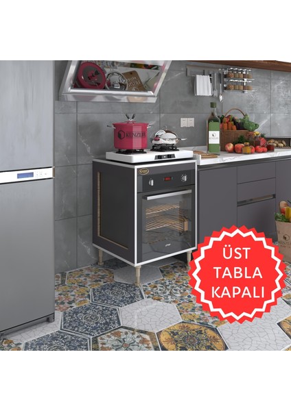 Kenzlife ankastre modülü kabini esena mono3 gri 89-81*60*56 fırın ocak dolabı ayarlı ayaklı üstü kapalı