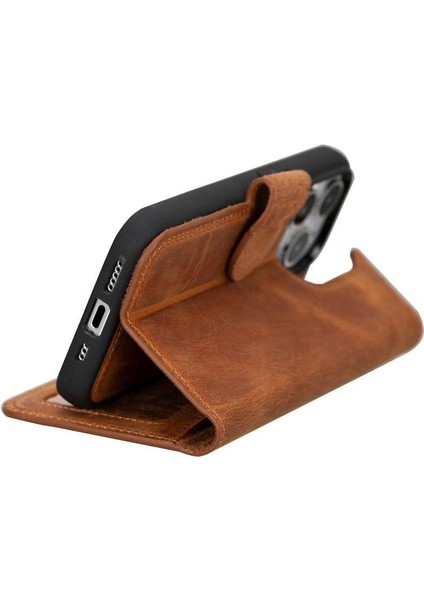 Apple iPhone 15 Pro Uyumlu Deri Cüzdanlı Kılıf Mwwn G19 Taba modelleri