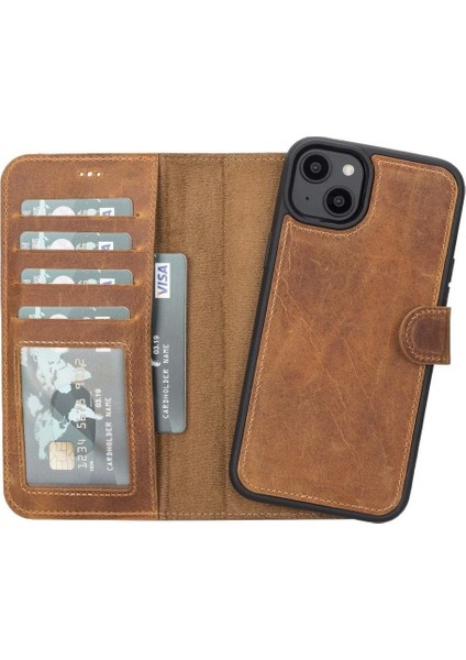 Apple iPhone 14 Plus Uyumlu Deri Cüzdanlı Kılıf Mwwn G19 Taba indirimleri