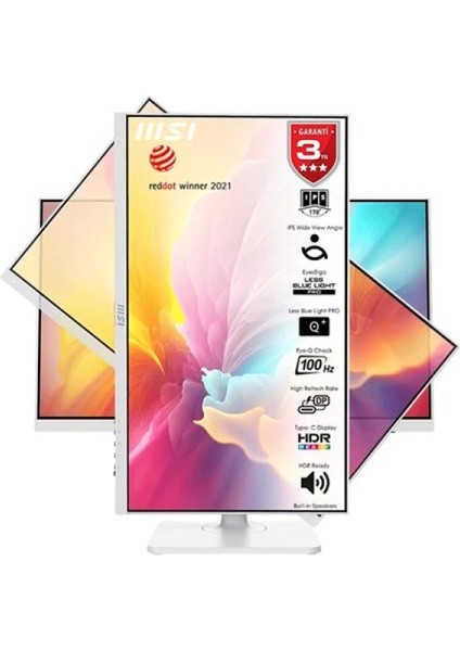 Msı 23.8 Flat IPS Modern MD2412PW 1ms 100HZ HDMI Usbc Pıvot Monitör Beyaz