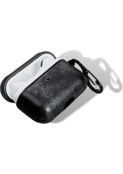 Apple Airpods Pro Uyumlu Deri Kılıf Juni Rst1 Siyah