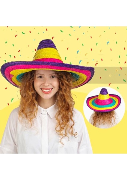 Sombrero Meksika Şapkası Renkli Örme Hasır Çocuk Boy fırsatları