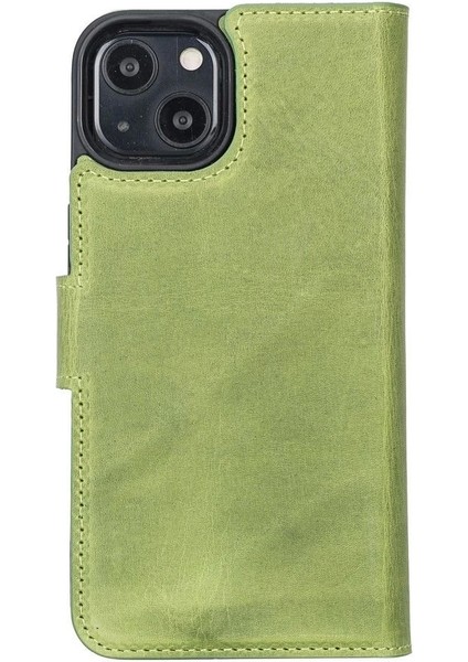 Apple iPhone 13 Uyumlu Deri Cüzdanlı Kılıf Antik Yeşil modelleri