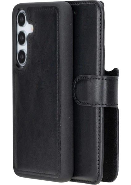 Samsung Galaxy S24 Uyumlu, Deri Cüzdanlı Kılıf, Parlak Siyah fiyatları