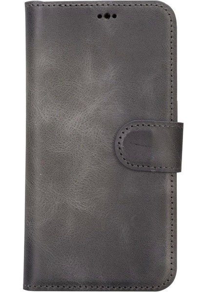 Apple iPhone 15 Pro Uyumlu Deri Cüzdanlı Kılıf Mwwn VS4EF Gri fırsatları