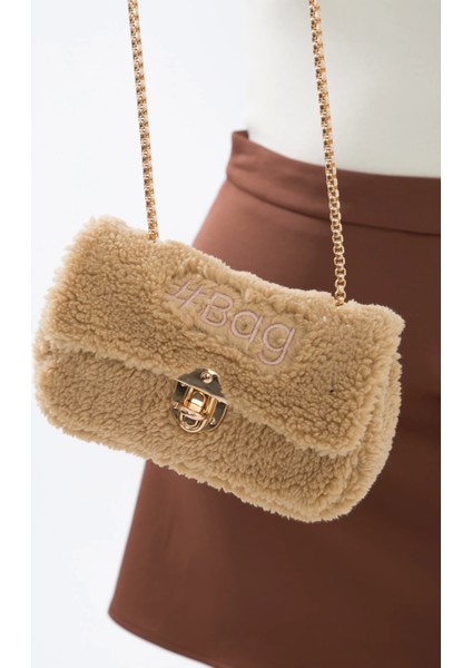 Baghashtag Krem Mini Peluş Çanta