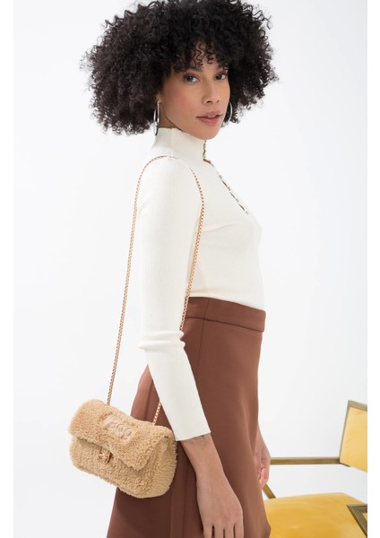 Baghashtag Krem Mini Peluş Çanta