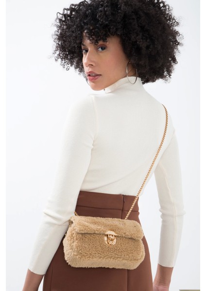 Baghashtag Krem Mini Peluş Çanta