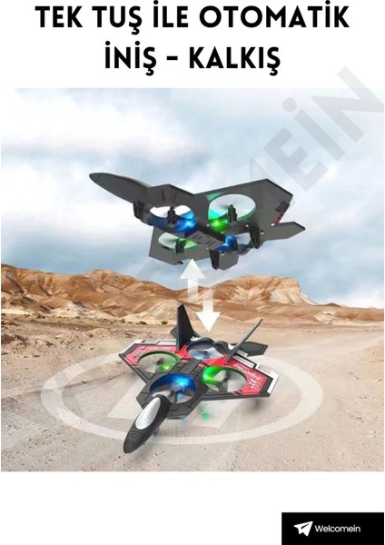 Sünger Gövde 2.4ghz Uzaktan Kumanda LED Işıklı Jet Uçak Drone Başlangıç Seviye (Kırmızı)