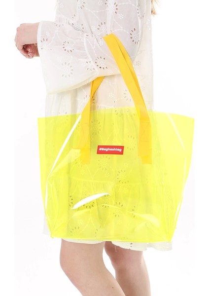 Baghashtag Şeffaf Sarı Büyük Boy Beach Plaj Çantası