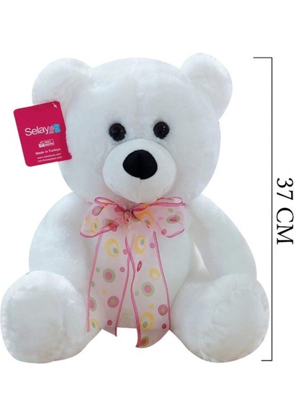 1178B Selay, Oturan Ayı 37 cm Beyaz
