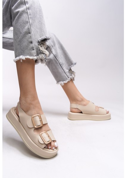 Kadın Çift Tokalı Sandalet Şık Tasarım ve Rahat Kullanım 0012793 fırsatları