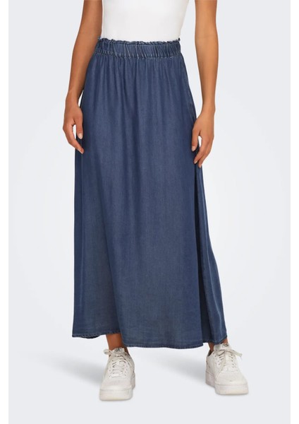 Kadın Onlpema Beli Lastikli Maxi Etek 15250371 Koyu Mavi