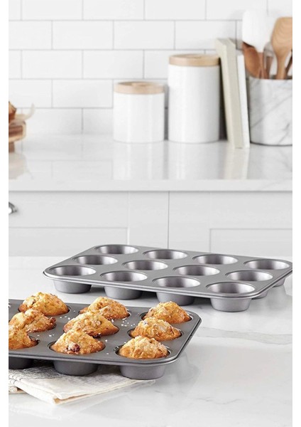 2'li Set Muffin Kalıbı 12LI Fırın Mini Kek Browni Kekstra Kalıbı Cupcake Kapsülü