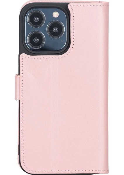 Apple iPhone 13 Pro Uyumlu Deri Cüzdanlı Kılıf Toz Pembe modelleri