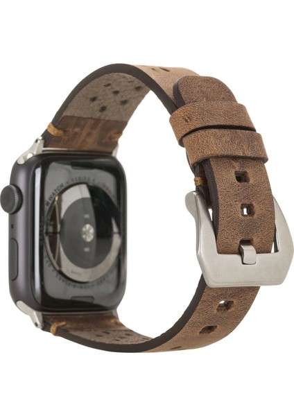 Apple Watch Uyumlu Deri Kordon Vigo 42-44-45MM G2 Kahve