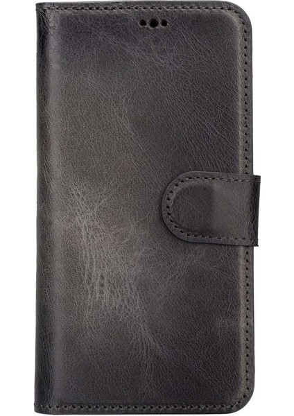 Apple iPhone 15 Uyumlu Deri Cüzdanlı Kılıf Mwwn VS4EF Gri fırsatları