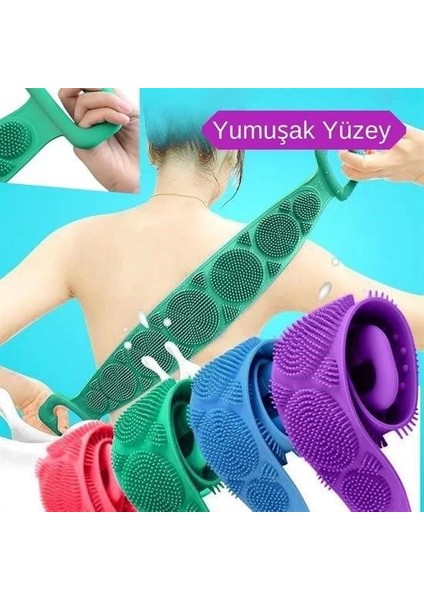 Çift Taraflı Banyo Hamam Lifi Silikon Masajlı Yumuşak Duş Lifi Hazır Banyo Kesesi -1 Adet Stokta Olan Renk Gönderilir