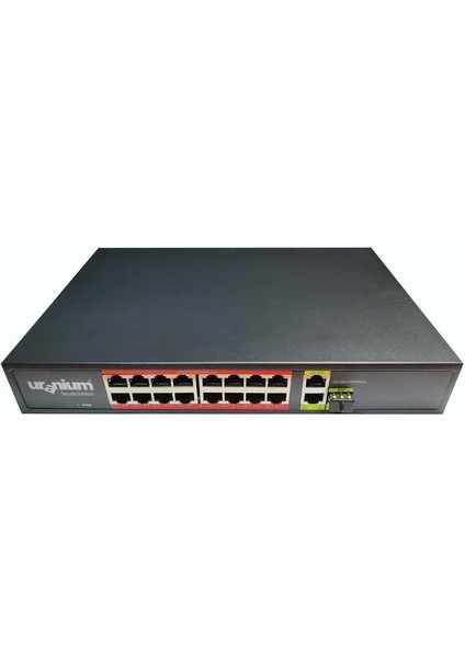 Uranıum POE-G1621SFP-300W 16 Port Gıgabıt+2xgb RJ45+1XSFP Uplınk Poe Rackmount Swıtch (Realtek Chıpset)