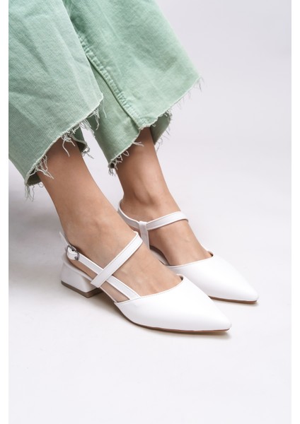 Giselvara Kadın Arkası Açık Sivri Burun Topuklu Ayakkabı 0012341