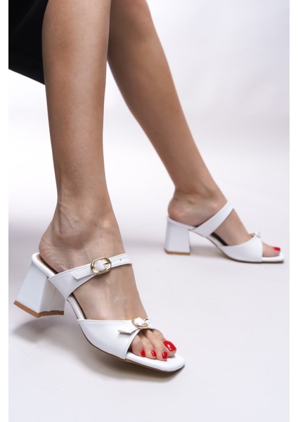 Kadın Topuklu Terlik Platform Tasarım Beyaz Renk Şık Kullanım İçin fırsatları