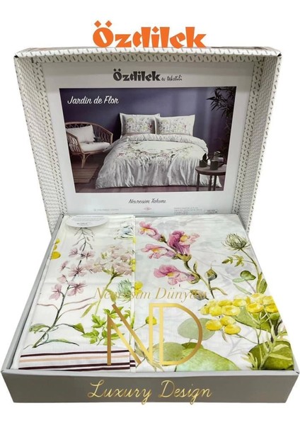 Özdilek Çift Kişilik Ranforce Nevresim Takımı Jardin De Flor Beyaz