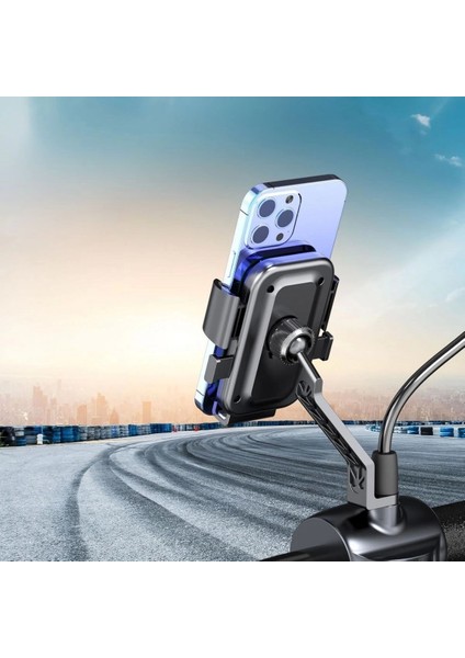 Motor,motosiklet,bisiklet ,scooter Için 360 Derece Dönebilen Dikiz Aynası Versiyonu Telefon Tutucu Aparat