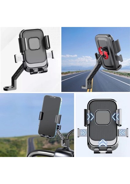Motor,motosiklet,bisiklet ,scooter Için 360 Derece Dönebilen Dikiz Aynası Versiyonu Telefon Tutucu Aparat