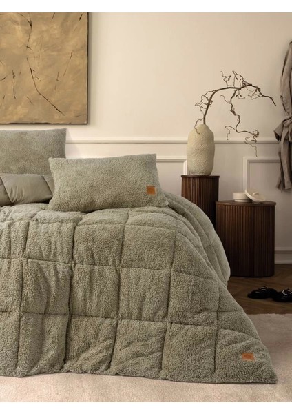 Cotton Box Peluş Çift Kişilik Yorgan Seti Taş
