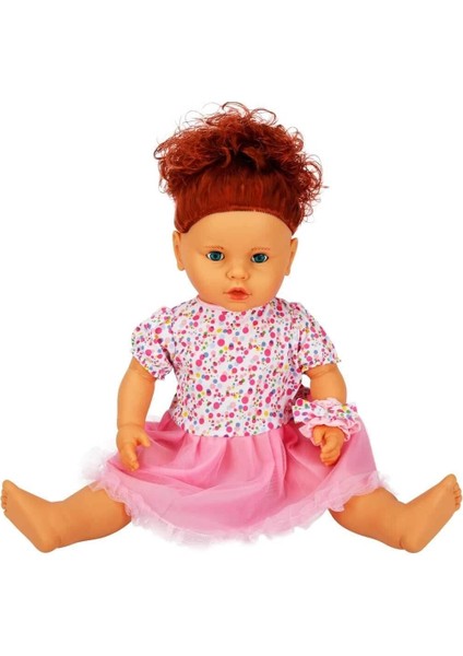 1060011 Lila Sesli Saçlı Et Bebek 60 Cm