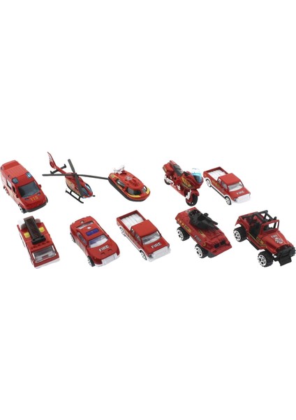10'lu Die Cast Metal Itfaiye Araçları Seti
