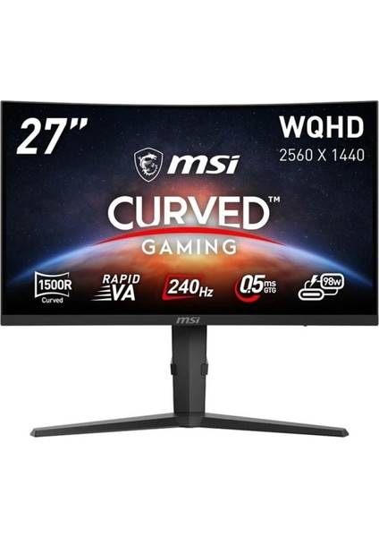 Msı 27 Rapıd Va Mpg 275CQRXF 0.5ms 240HZ Hdmı-Dp Kavıslı Gamıng Monitör 2560X1440