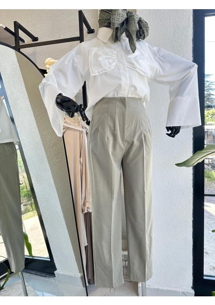 Fermuarlı Kalem Kesim Pantolon Haki fiyatları