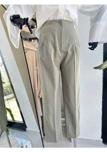 Fermuarlı Kalem Kesim Pantolon Haki indirimleri